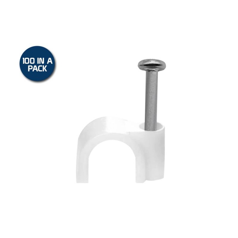 6mm Cable Clips 100 Pack White