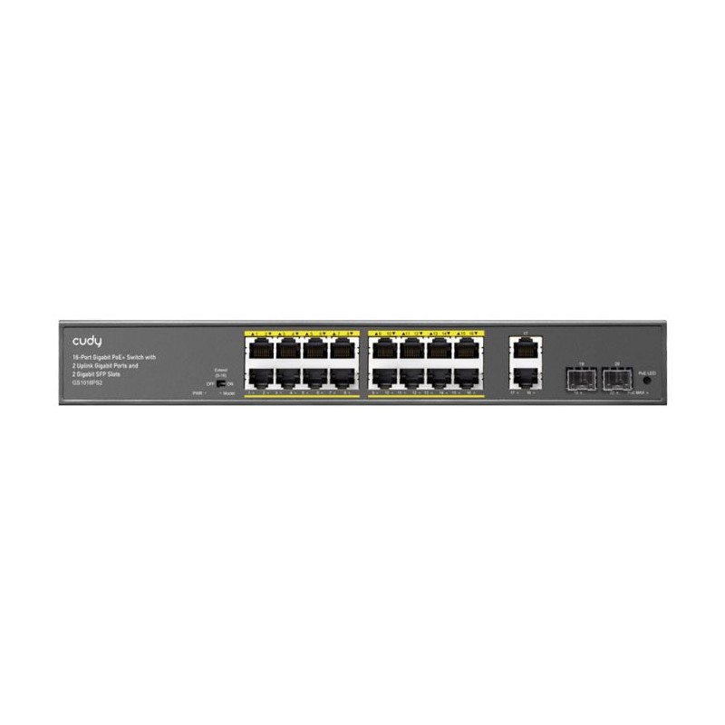 Cudy 16 Port Gigabit PoE 180W 2 Gigabit 2SFP Switch | GS1018PS2