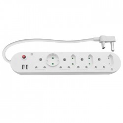 Multi Plug 4x16A 4x5A 2xUSB 0.5m Cord