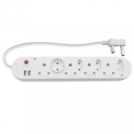 Multi Plug 4x16A 4x5A 2xUSB 0.5m Cord