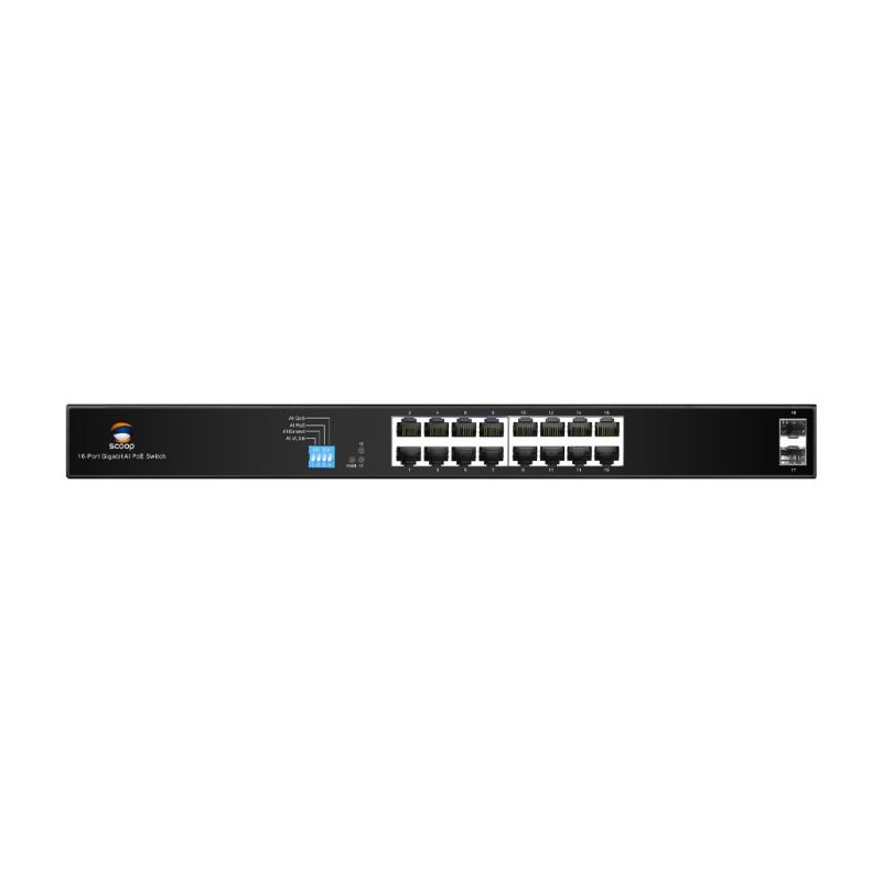 Scoop 16 Port Gigabit AI PoE 150W 2SFP Switch