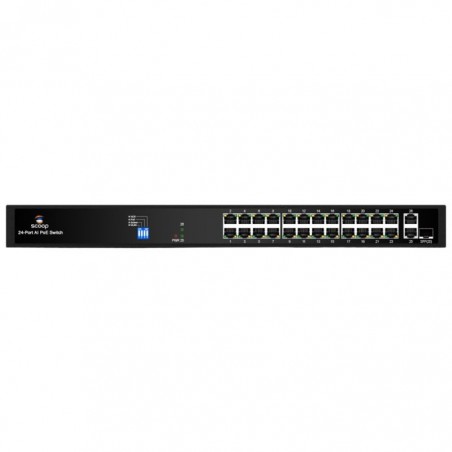 Scoop 24 Port Fast Ethernet AI PoE 250W 2 Gigabit 1SFP Switch