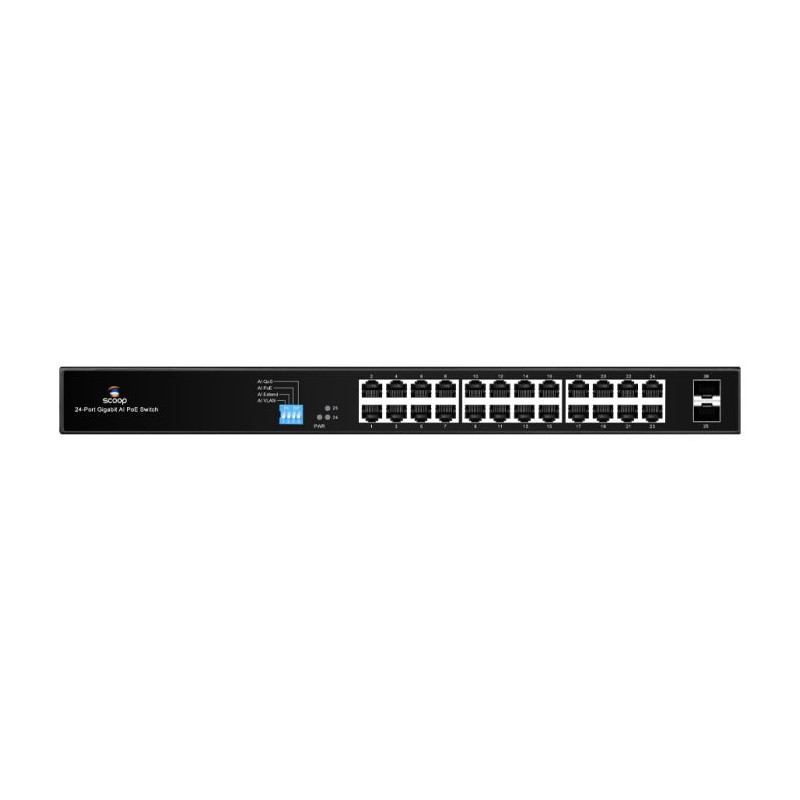 Scoop 24 Port Gigabit AI PoE 250W 2SFP Switch