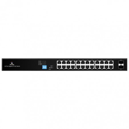 Scoop 24 Port Gigabit AI PoE 250W 2SFP Switch