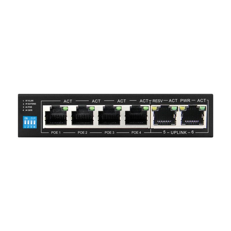 Scoop 6 Port Fast Ethernet 4 AI PoE 60W Switch