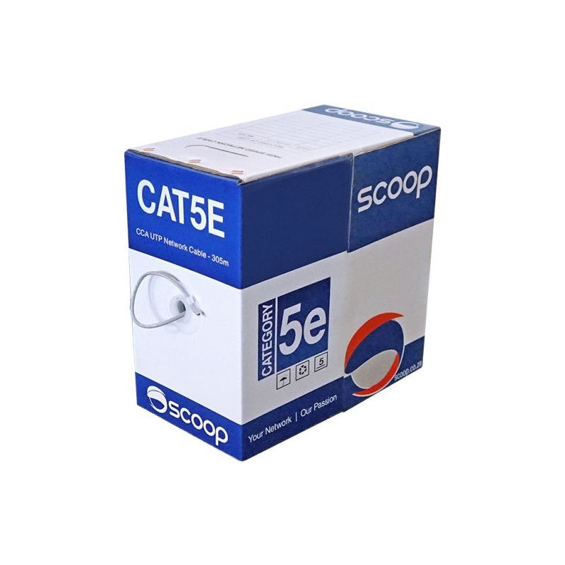 Scoop 305m Box Cat5e CCA Grey UTP Cable