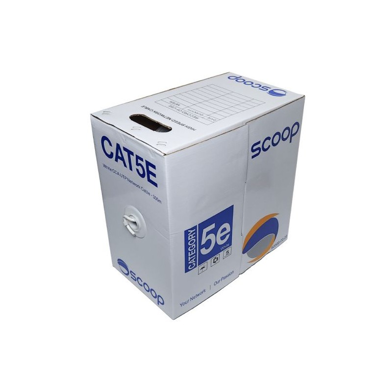 Scoop 305m Box Cat5e CCA White UTP Cable