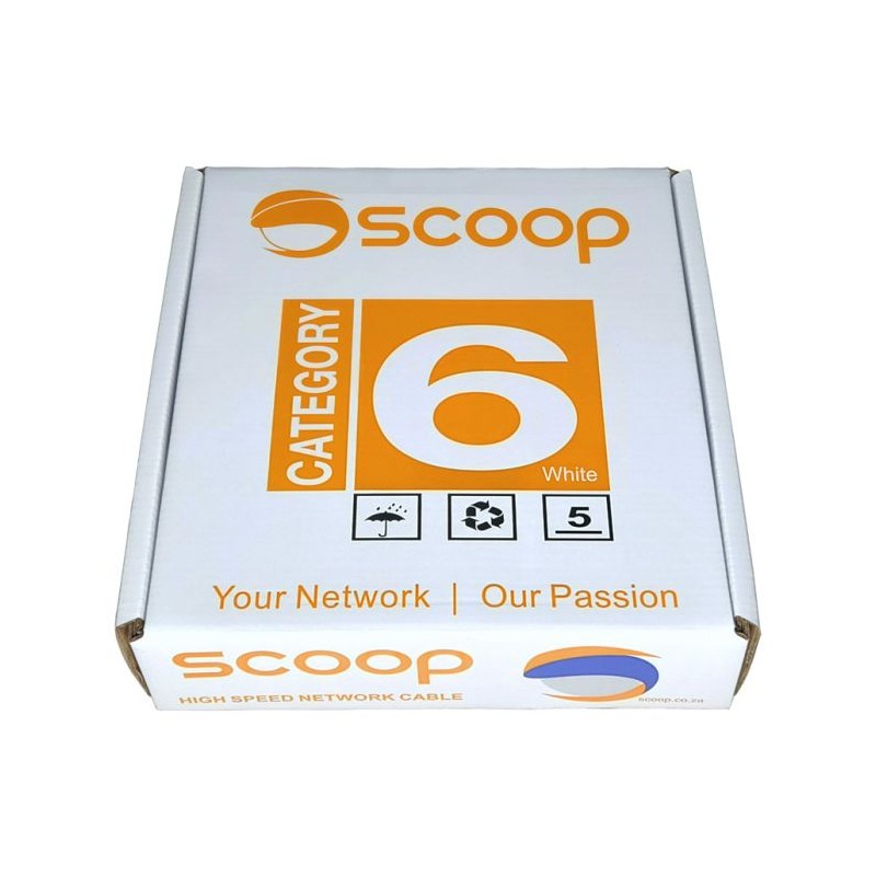 Scoop 100m Box Cat6 CCA White UTP Cable