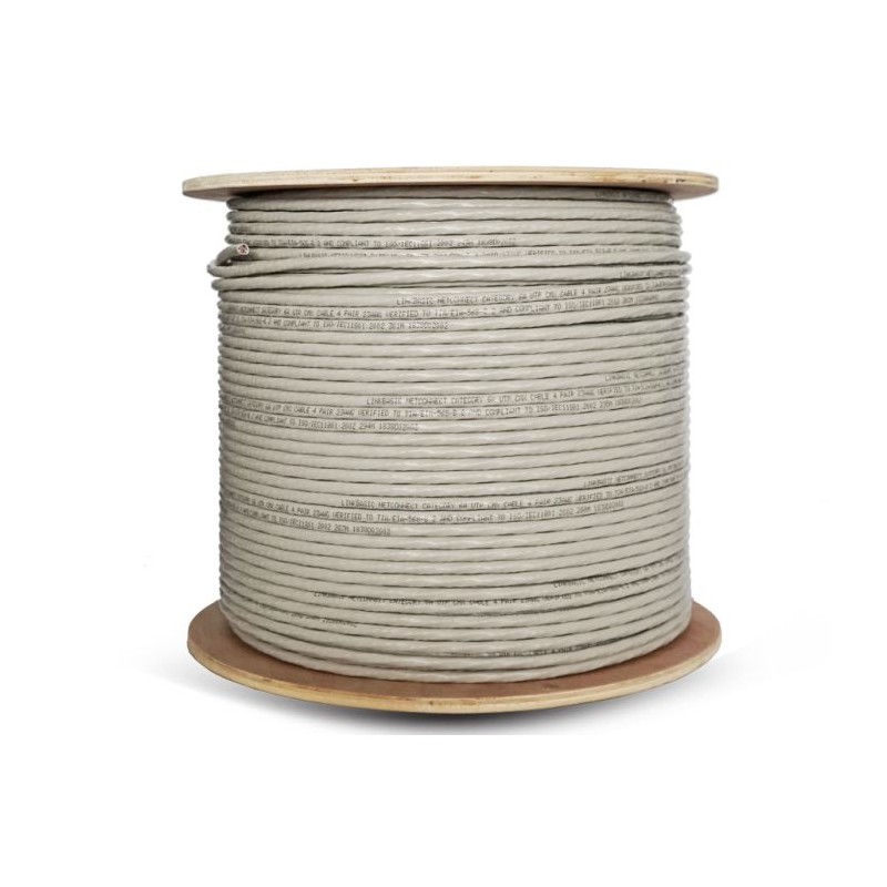 Linkbasic 305M Drum Cat6a Solid Grey UTP Cable