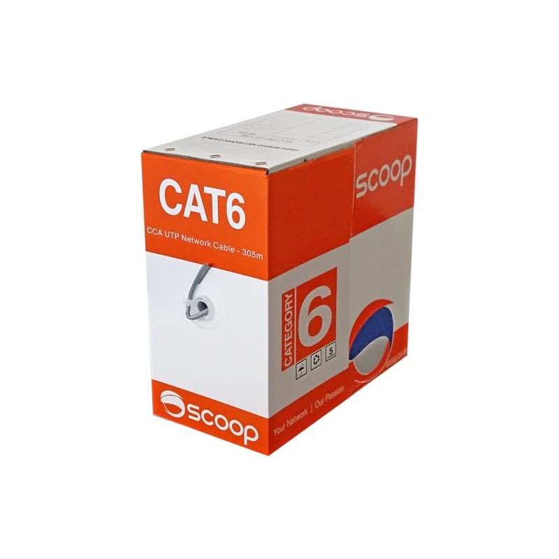 Scoop 305m Box Cat6 CCA Grey UTP Cable