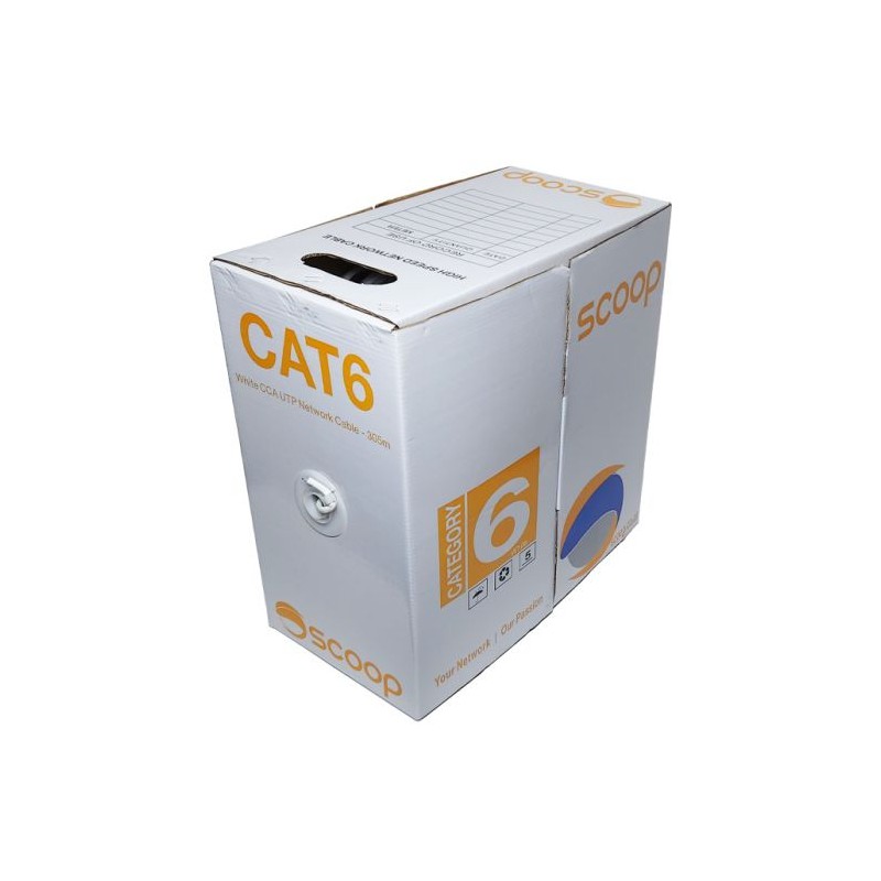 Scoop 305m Box Cat6 CCA White UTP Cable